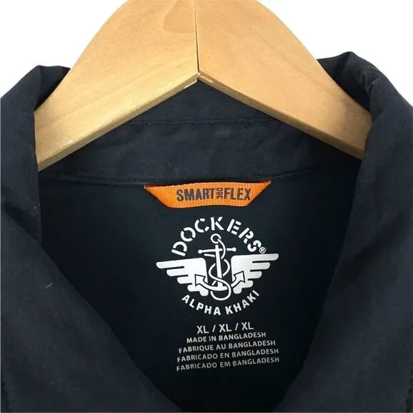 DOCKERS MEN'S Alpha Khaki Smart Flex Black Button Up Long Sleeve Jacket US XL - Picture 5 of 8
